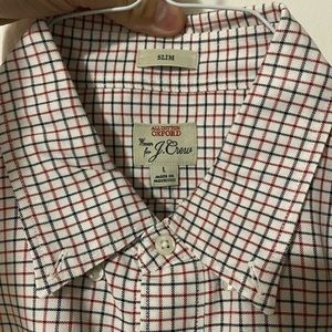 J.crew button down shirt white with red and blue checks in size large slim fit